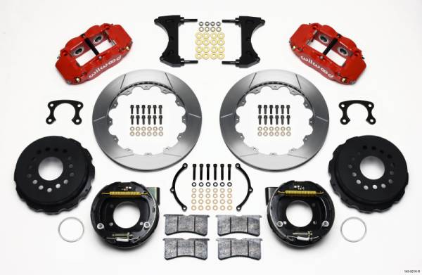 Wilwood - Wilwood 140-9216-R Wilwood Narrow Superlite 4R Rear P-Brk Kit 12.88in Red Small Ford 2.66in Offset