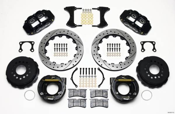 Wilwood - Wilwood 140-9217-D Wilwood Narrow Superlite 4R Rear P-Brk Kit 12.88in Drilled Big Ford Old Style 2.36in Offset