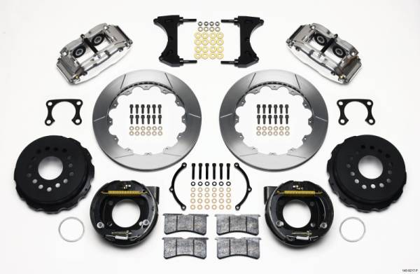 Wilwood - Wilwood 140-9217-P Wilwood Narrow Superlite 4R Rear P-Brk Kit 12.88in Polished Big Ford Old Style 2.36in Offset