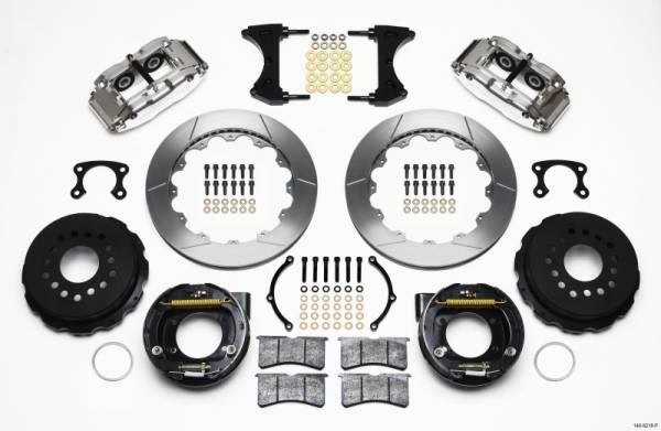 Wilwood - Wilwood 140-9218-P Wilwood Narrow Superlite 4R Rear P-Brk Kit 12.88in Polished Big Ford New Style 2.36in Offset
