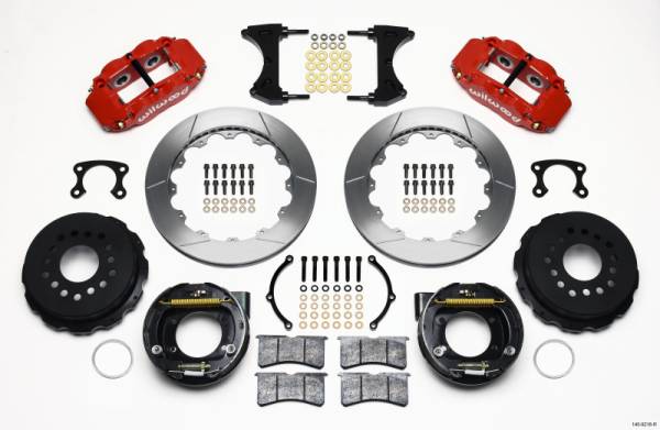 Wilwood - Wilwood 140-9218-R Wilwood Narrow Superlite 4R Rear P-Brk Kit 12.88in Red Big Ford New Style 2.36in Offset