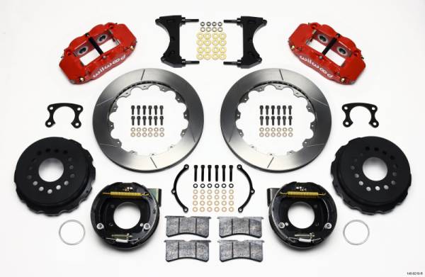 Wilwood - Wilwood 140-9219-R Wilwood Narrow Superlite 4R Rear P-Brk Kit 12.88in Red Big Ford New Style 2.50in Offset
