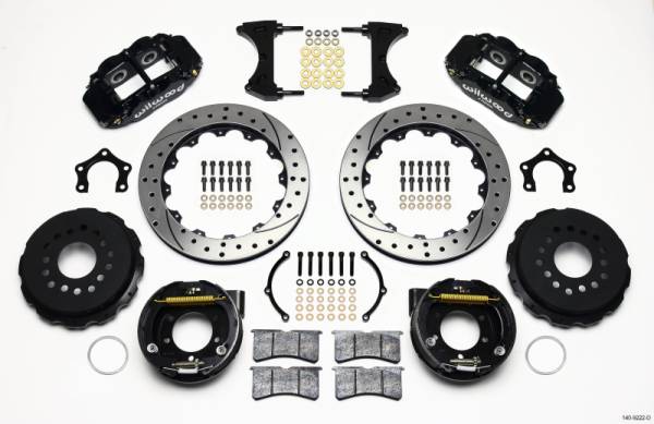 Wilwood - Wilwood 140-9222-D Wilwood Narrow Superlite 4R Rear P-Brk Kit 12.88in Drilled Mopar/Dana 2.36in Off w/Snap Ring Bearing