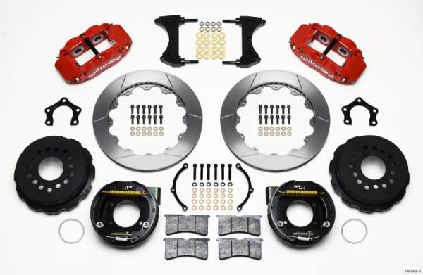 Wilwood - Wilwood 140-9222-R Wilwood Narrow Superlite 4R Rear P-Brk Kit 12.88in Red Mopar/Dana 2.36in Off w/Snap Ring Bearing