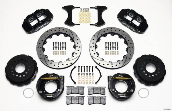 Wilwood - Wilwood 140-9223-D Wilwood Narrow Superlite 4R Rear P-Brk Kit 12.88in Drilled Ford 8.8 w/2.5in Offset-5 Lug