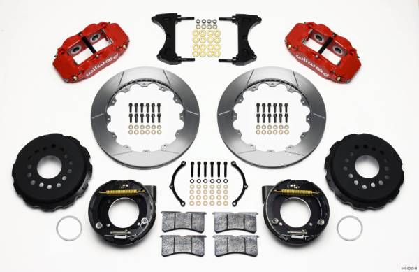 Wilwood - Wilwood 140-9223-R Wilwood Narrow Superlite 4R Rear P-Brk Kit 12.88in Red Ford 8.8 w/2.5in Offset-5 Lug