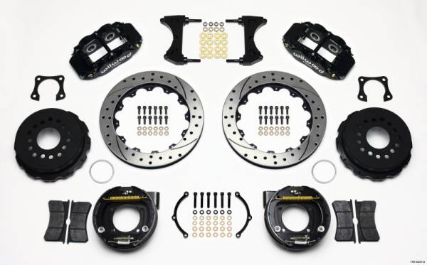 Wilwood - Wilwood 140-9224-D Wilwood Narrow Superlite 4R Rear P-Brk Kit 12.88in Drilled 58-64 Olds/Pontiac Ends 2.81in Offset