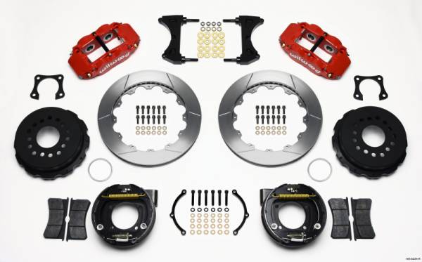 Wilwood - Wilwood 140-9224-R Wilwood Narrow Superlite 4R Rear P-Brk Kit 12.88in Red 58-64 Olds/Pontiac Ends 2.81in Offset