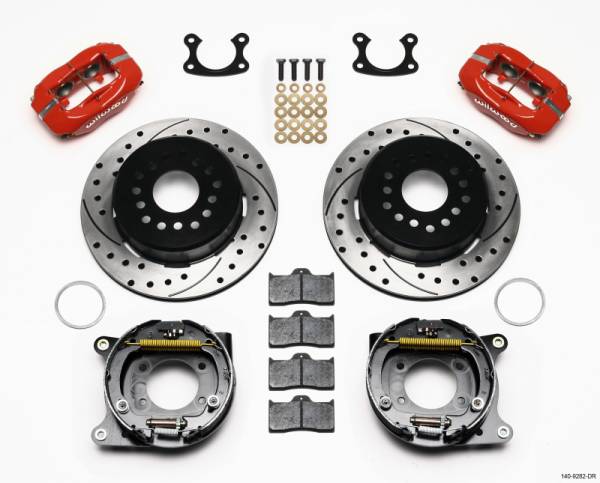 Wilwood - Wilwood 140-9282-DR Wilwood Forged Dynalite P/S Park Brake Kit Drill-Red Small Ford 2.50in Offset