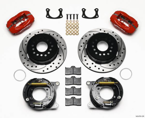 Wilwood - Wilwood 140-9791-DR Wilwood Forged Dynalite P/S Park Brake Kit Drill Red New Big Ford 2.50in Offset Front Caliper Mount