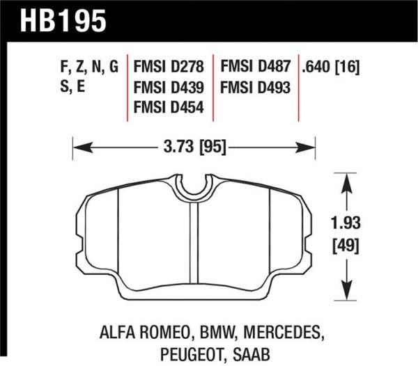 Hawk Performance - Hawk Performance kHB195E.640 Hawk 84-4/91 BMW 325 (E30) Blue 9012  Race Front Brake Pads