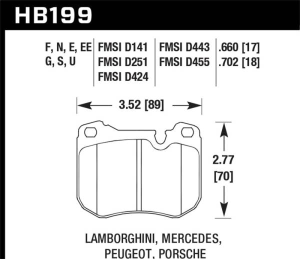 Hawk Performance - Hawk Performance kHB199S.702 Hawk 86-89 Mercedes 560SL / 77-88 Porsche 924 / 78-81 928 / 83-89 944 HT-10 Front Race Brake Pads
