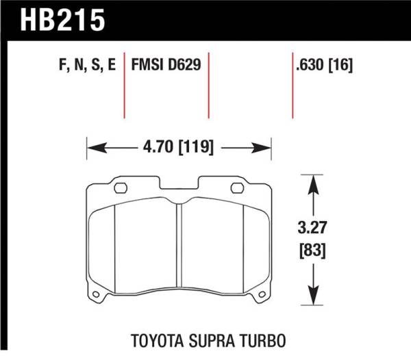 Hawk Performance - Hawk Performance kHB215S.630 Hawk 93-98 Toyota Supra TT HT-10 Race Front Brake Pads