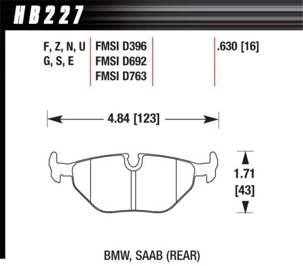 Hawk Performance - Hawk Performance kHB227D.630 Hawk 92-95 BMW 318i 1.8L Base Sedan Rear ER-1 Brake Pads