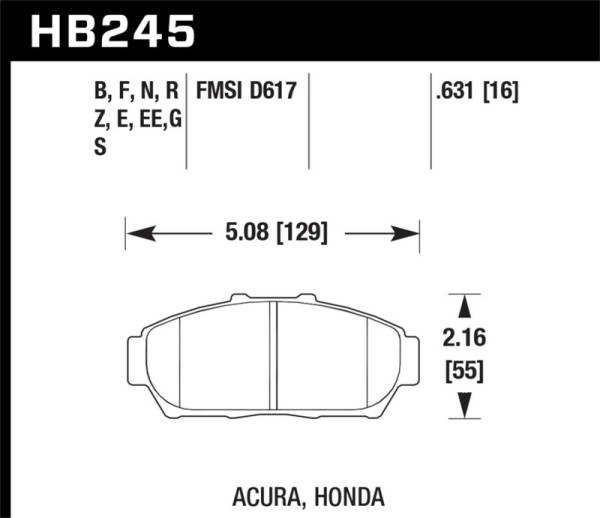 Hawk Performance - Hawk Performance kHB245D.631 Hawk Performance ER-1 Motorsport Brake Pads