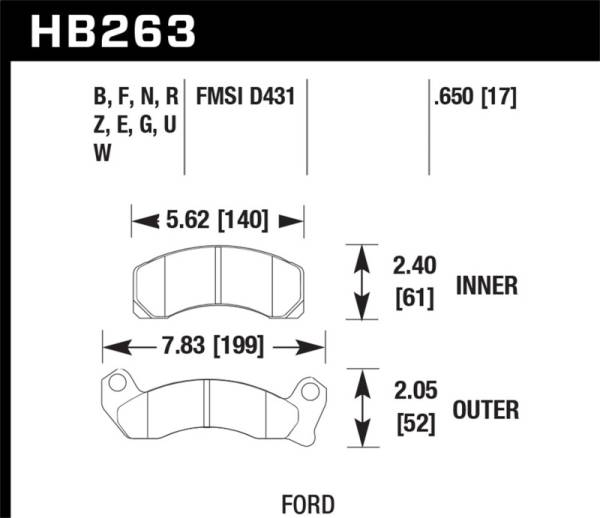 Hawk Performance - Hawk Performance kHB263Z.650 Hawk Performance Ceramic Street Brake Pads