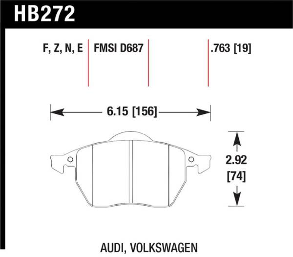 Hawk Performance - Hawk Performance kHB272E.763 Hawk 00-06 Audi TT/00-06 TT Quattro 1.8L / 99-04 VW Golf GTI 2.8L Blue 9012 Race Front Brake Pads