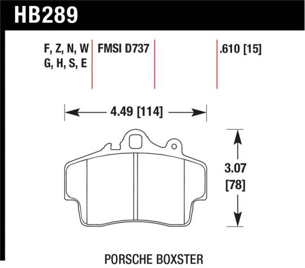 Hawk Performance - Hawk Performance kHB289S.610 Hawk 97-08 Porsche Boxster / 07-08 Cayman w/ Iron Discs HT-10 Front Race Brake Pads