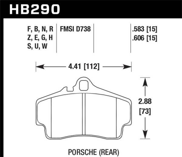 Hawk Performance - Hawk Performance kHB290S.583 Hawk Performance 07-12 Porsche Boxster S HT-10 Race Rear Brake Pads