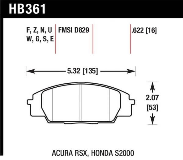 Hawk Performance - Hawk Performance kHB361Z.622 Hawk 06+ Civic Si Performance Ceramic Street Front Brake Pads