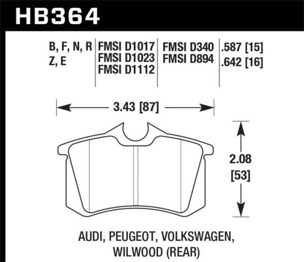 Hawk Performance - Hawk Performance kHB364D.587 Hawk 98-00 Audi A4 2.8L Avant Rear ER-1 Brake Pads