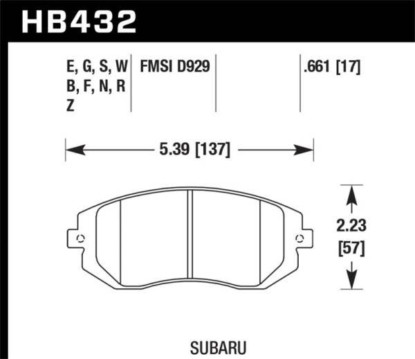Hawk Performance - Hawk Performance kHB432B.661 Hawk 2006-2006 Saab 9-2X 2.5i HPS 5.0 Front Brake Pads