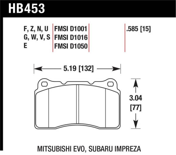 Hawk Performance - Hawk Performance kHB453N.585 Hawk 03-06 Evo / 04-09 STi / 09-10 Genesis Coupe (Track Only) / 2010 Camaro SS / 08-09 Pontiac G8 GX