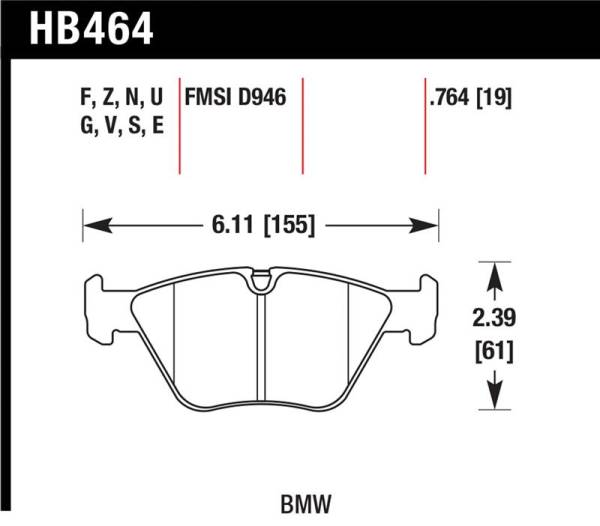 Hawk Performance - Hawk Performance kHB464F.764 Hawk 01-06 BMW 330Ci / 01-05 330i/330Xi / 03-06 M3 HPS Street Front Brake Pads