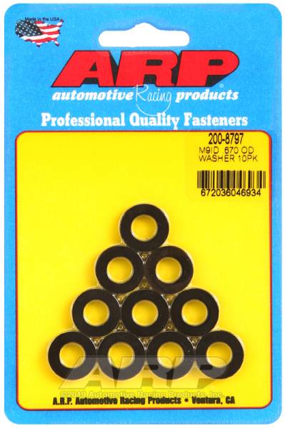 ARP - ARP 200-8797 ARP M9 ID 0.670 OD Chamfer Black Washers (10 pack)