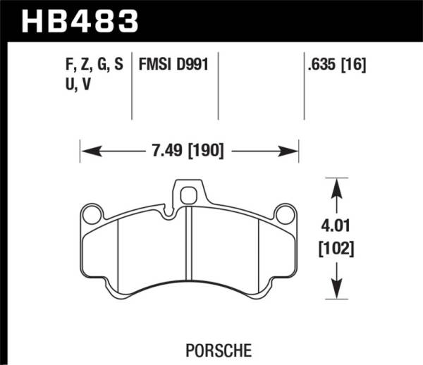 Hawk Performance - Hawk Performance kHB483D.635 Hawk 05-08 Porsche 911 3.6L Carrera Ceramic Composite Brakes Front ER-1 Brake Pads