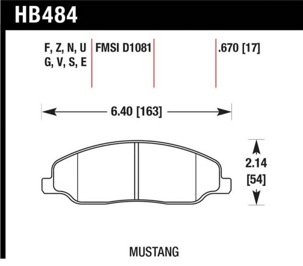 Hawk Performance - Hawk Performance kHB484B.670 Hawk 2008-2009 Ford Mustang Bullitt 4.6 HPS 5.0 Front Brake Pads