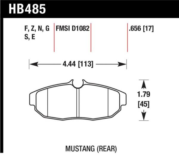 Hawk Performance - Hawk Performance kHB485S.656 Hawk 08-09 Ford Mustang Bullitt / 05-12 GT / 07-08 Shelby GT HT-10 Race Rear Brake Pads