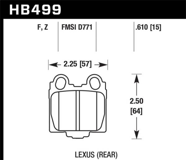 Hawk Performance - Hawk Performance kHB499B.610 Hawk 05-10 Lexus SC430 4.3L HPS 5.0 Rear Brake Pads