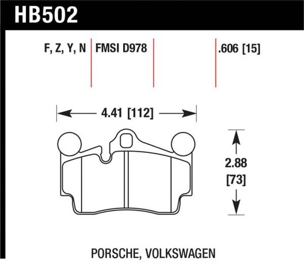 Hawk Performance - Hawk Performance kHB502F.606 Hawk Porsche / Volkswagen HPS Street Rear Brake Pads