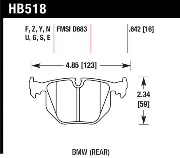 Hawk Performance - Hawk Performance kHB518E.642 Hawk BMW 3/5/7Series/M3/M5/X3/X5/Z4/Z8 / Land Rover Range Rover Blue 9012 Race Rear Brake Pads