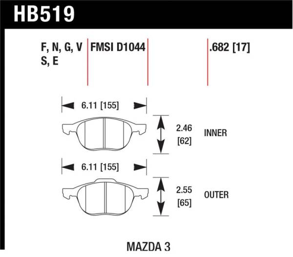 Hawk Performance - Hawk Performance kHB519B.682 Hawk 2013-2014 Ford Escape (FWD Only) HPS 5.0 Front Brake Pads