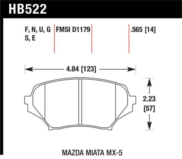Hawk Performance - Hawk Performance kHB522B.565 Hawk 2006-2006 Mazda MX-5 Miata Club Spec HPS 5.0 Front Brake Pads
