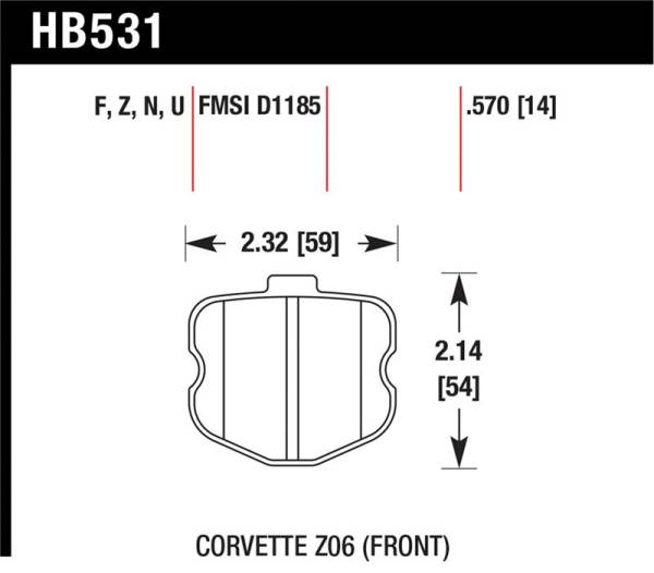 Hawk Performance - Hawk Performance kHB531Z.570 Hawk 06-10 Chevy Corvette (OEM Pad Design) Front Ceramic Street Brake Pads