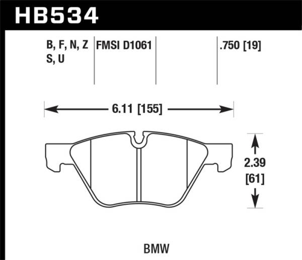 Hawk Performance - Hawk Performance kHB534S.750 Hawk 08-12 BMW 128i /06 325i/325Xi /07 328i/328Xi /06 330i/330Xi Front HT-10 Race Brake Pads