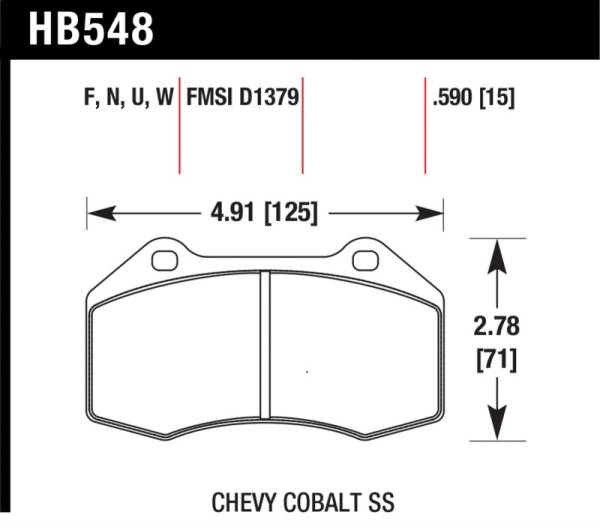 Hawk Performance - Hawk Performance kHB548B.510 Hawk 08-10 Chevrolet Cobalt / HHR HPS 5.0 Front Brake Pads