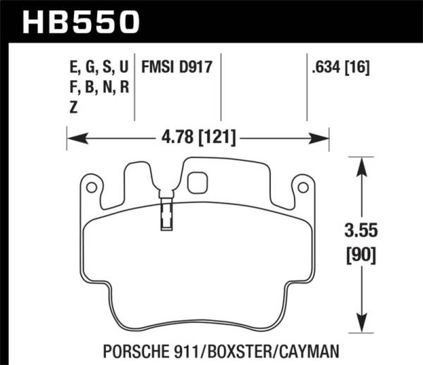 Hawk Performance - Hawk Performance kHB550B.634 Hawk 00-07 Porsche Boxster HPS 5.0 Front Brake Pads