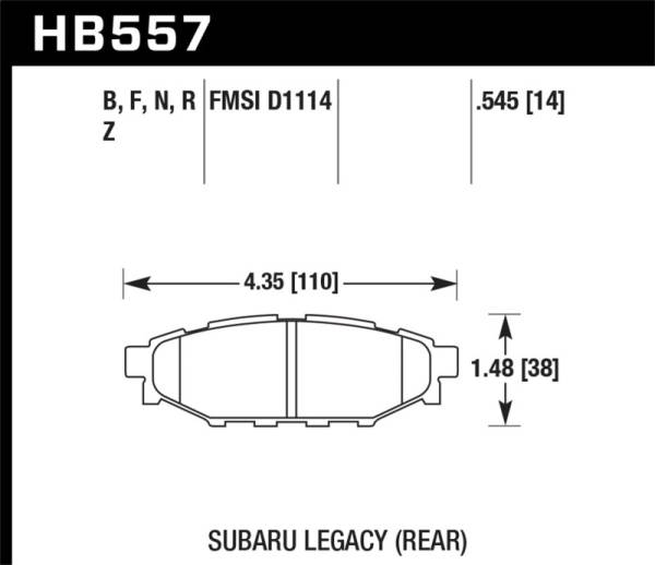 Hawk Performance - Hawk Performance kHB557Z.545 Hawk 08 WRX Rear Performance Ceramic Street Brake Pads