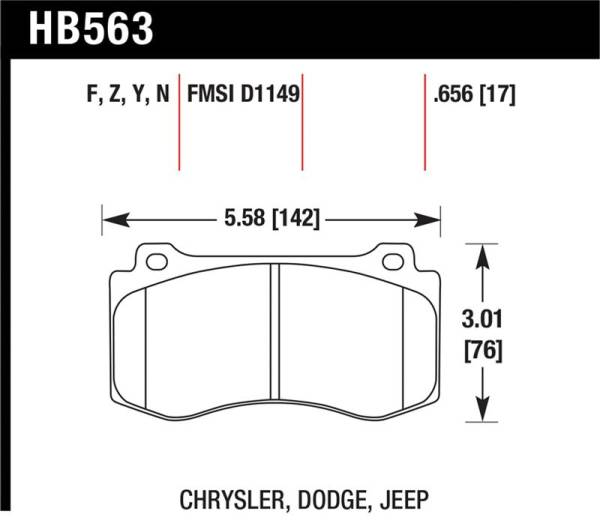 Hawk Performance - Hawk Performance kHB563N.656 Hawk 06-07 Dodge Magnum SRT8 / 06-09 Challenger SRT8 / 05-07/09 Chrysler 300 C SRT8 HP Plus Street F