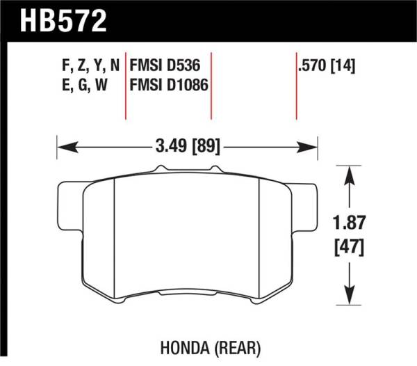 Hawk Performance - Hawk Performance kHB572B.570 Hawk 2001-2003 Acura CL Type-S HPS 5.0 Rear Brake Pads
