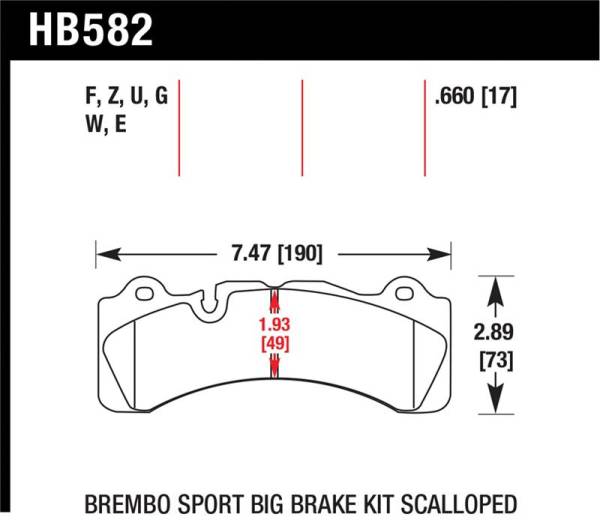 Hawk Performance - Hawk Performance kHB582E.660 Hawk Brembo Caliper Family M Blue 9012 Race Brake Pads
