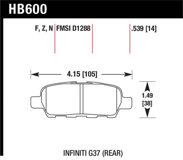 Hawk Performance - Hawk Performance kHB600Z.539 Hawk Infiniti G35 Sport/G37 / 08-10 Nissan Rogue / 07-09 Sentra SE-R / 10 Sentra SE-R M/T Performanc
