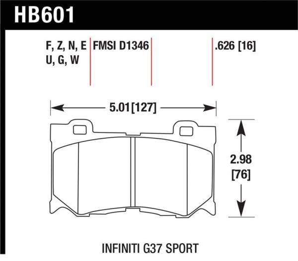 Hawk Performance - Hawk Performance kHB601F.626 Hawk 09-12 Infiniti G37 Sport HPS Street Front Brake Pads