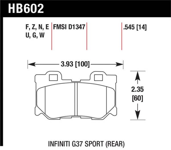 Hawk Performance - Hawk Performance kHB602N.545 Hawk Infiniti G37 Sport HP+ Street Rear Brake Pads