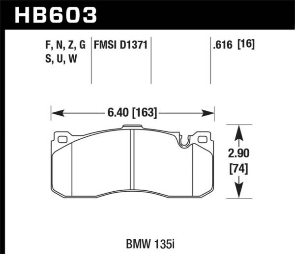 Hawk Performance - Hawk Performance kHB603D.616 Hawk 08-13 BMW 135i 3.0L Base Front ER-1 Brake Pads