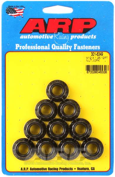 ARP - ARP 301-8349 ARP M12 X 1.25 12pt nut kit 8740 Chrome Moly (Pack of 10)